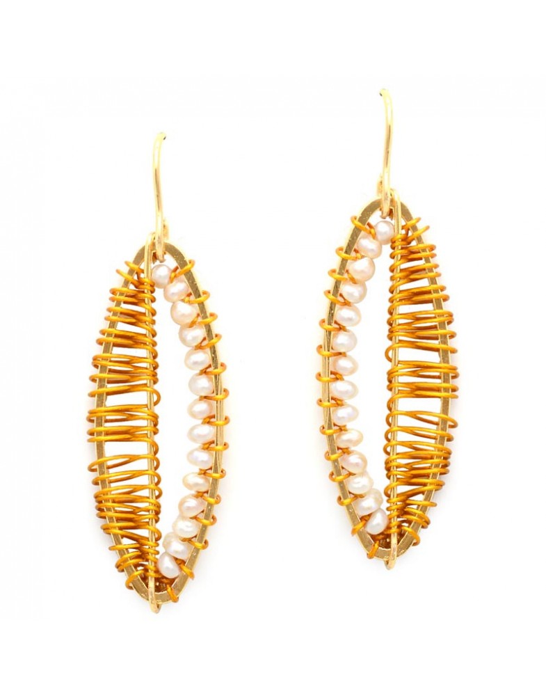 Brinco Dourado Folha Oval