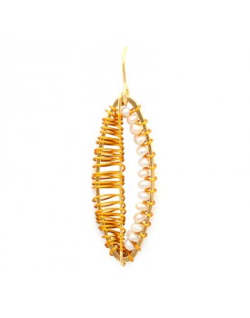 Brinco Dourado Folha Oval