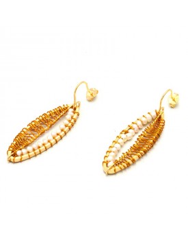 Brinco Dourado Folha Oval