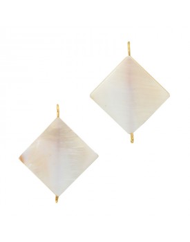 Brinco Dourado Madrepérola Losango