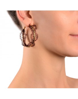 Brinco Dourado Argola Renda Barroco