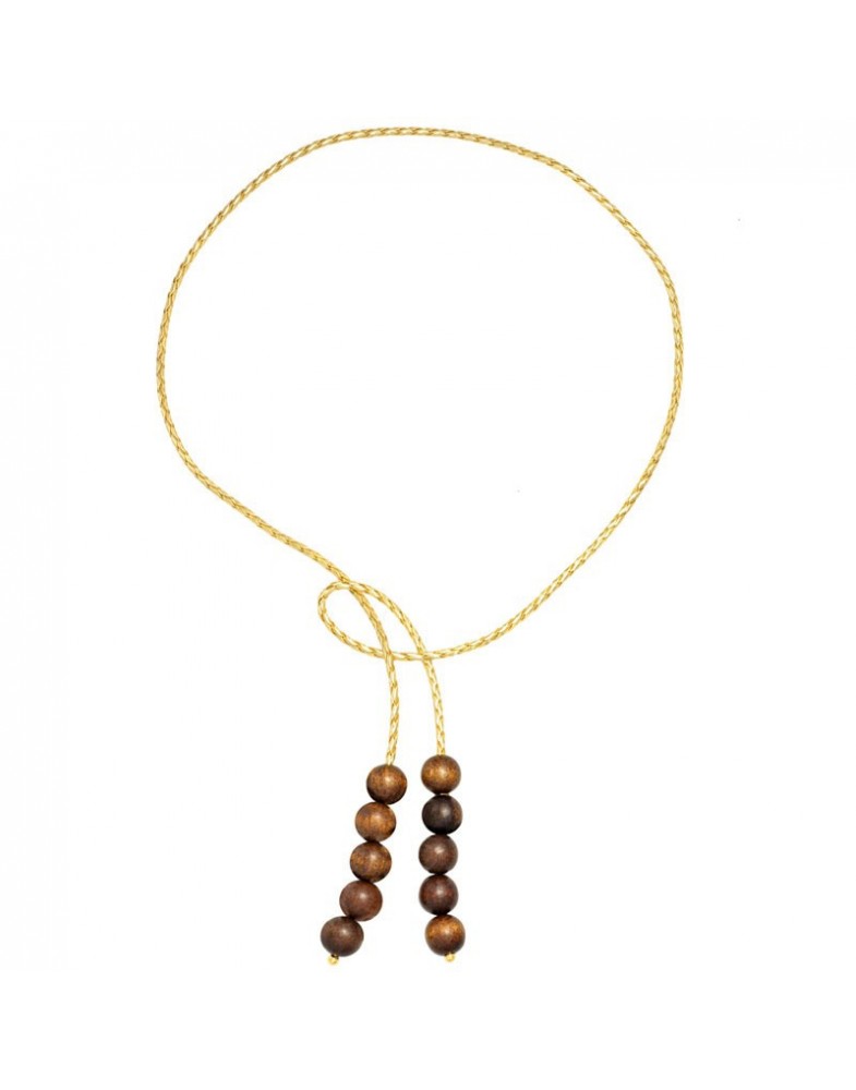Colar Longo Couro Trançado Dourado