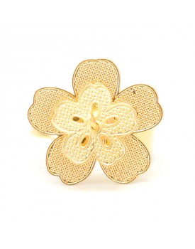 Anel Dourado Flor 3D