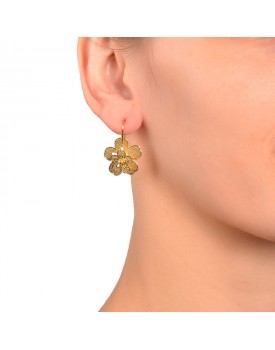 Brinco Dourado Flor 3D