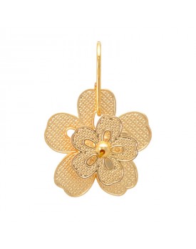 Brinco Dourado Flor 3D