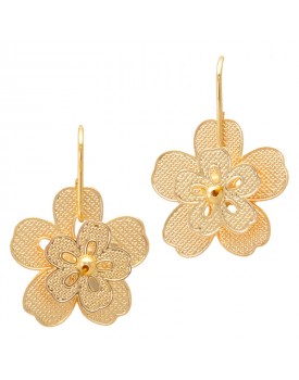 Brinco Dourado Flor 3D
