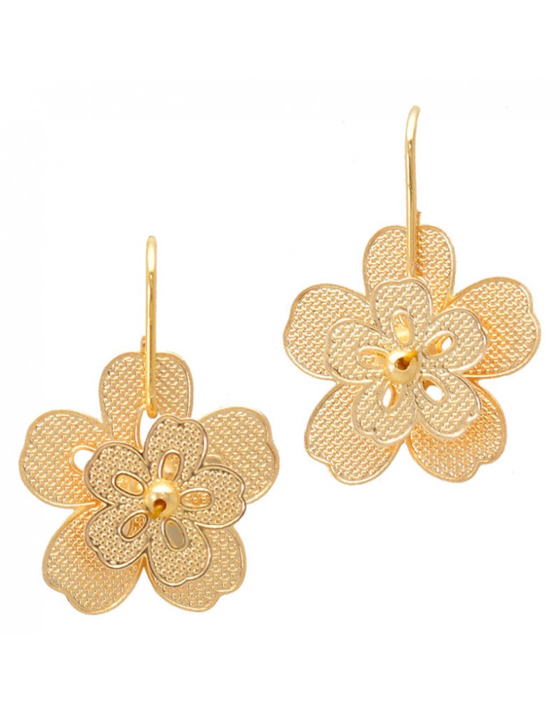 Brinco Dourado Flor 3D
