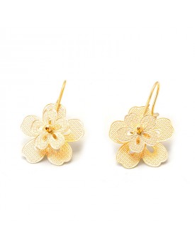 Brinco Dourado Flor 3D
