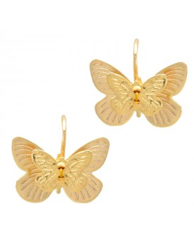 Brinco Dourado Borboleta 3D