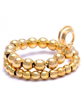Anel Dourado Espiral De Bolinhas