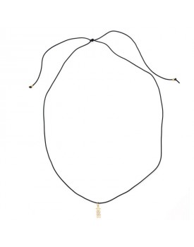 Colar Dourado Silicone Preto Com Menina