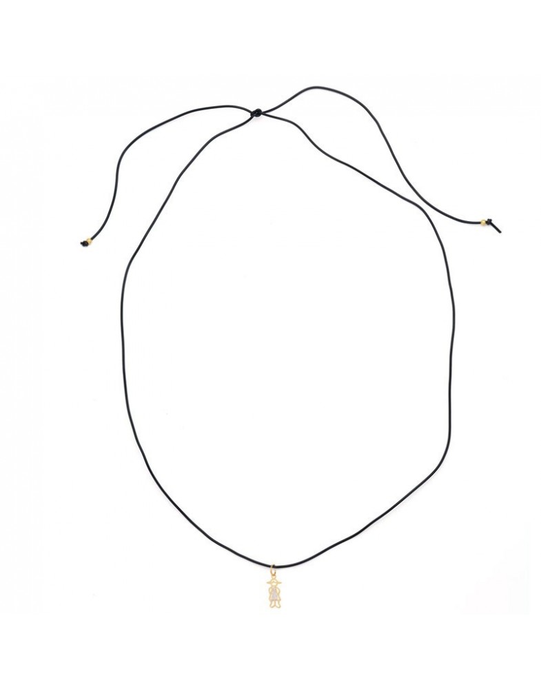Colar Dourado Silicone Preto Com Menina