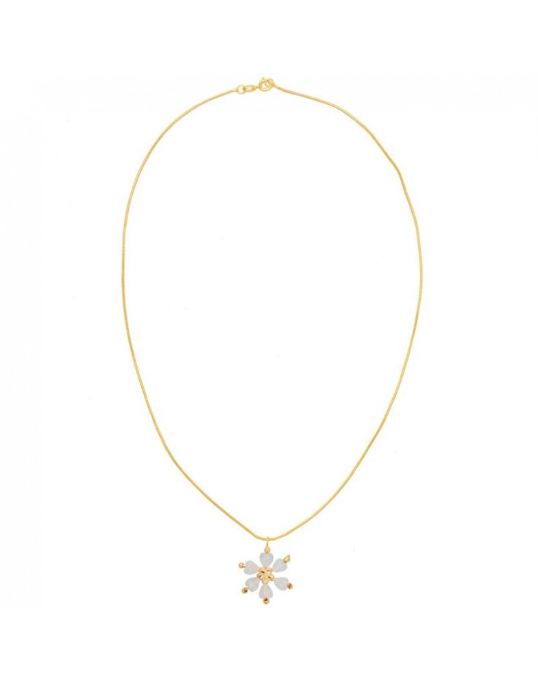Colar Dourado Flor Contas Coração