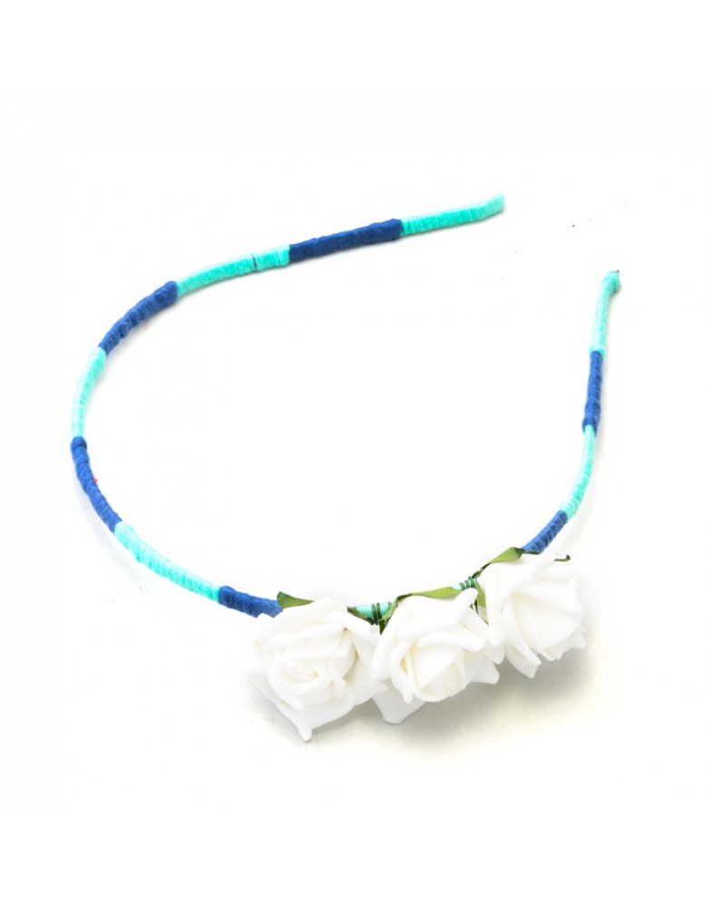 Tiara Azul Com Rosas