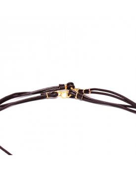 Colar Dourado Pingente De Flores Marrom
