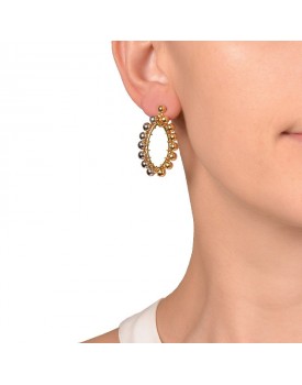 Brinco Oval Dourado E Prata