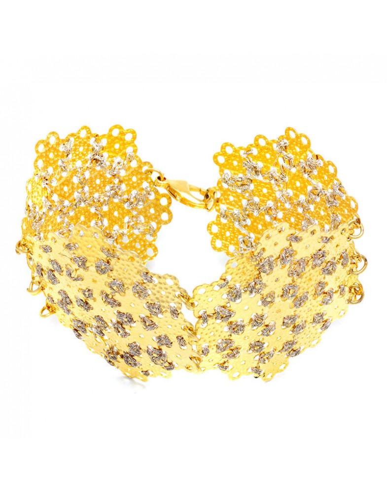 Pulseira Dourada Margaridas Caseadas