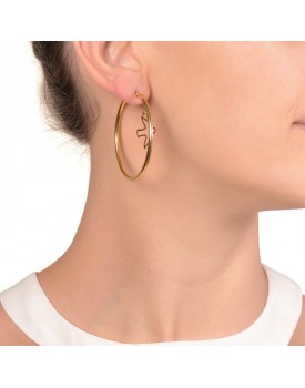 Brinco Dourado Argola Com Pomba Vazada