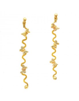 Brinco Dourado Zig-Zag De Borboletas