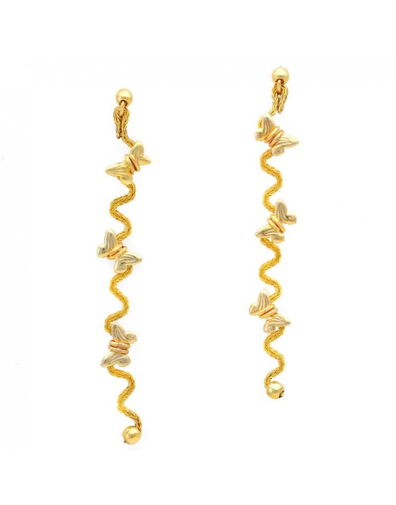 Brinco Dourado Zig-Zag De Borboletas
