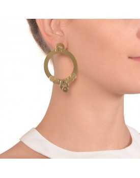 Brinco Dourado Disco Com Paetê