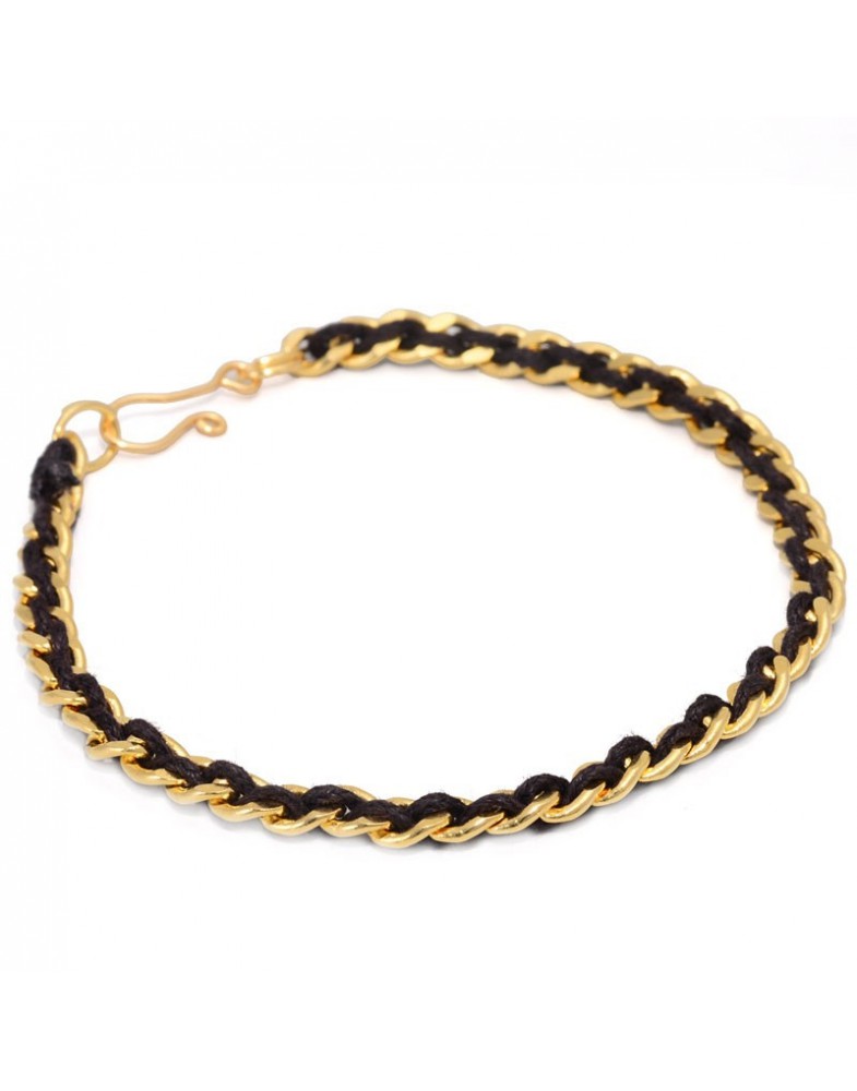 Pulseira Dourada Corrente Com Cadarço