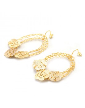 Brinco Dourado Oval Flores