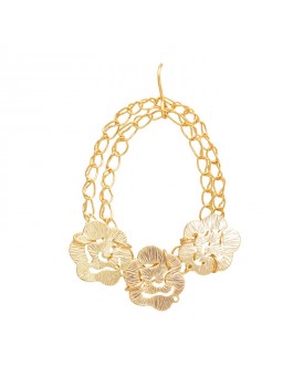 Brinco Dourado Oval Flores