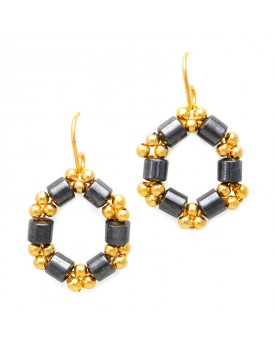 Brinco Dourado Argola Sextavada