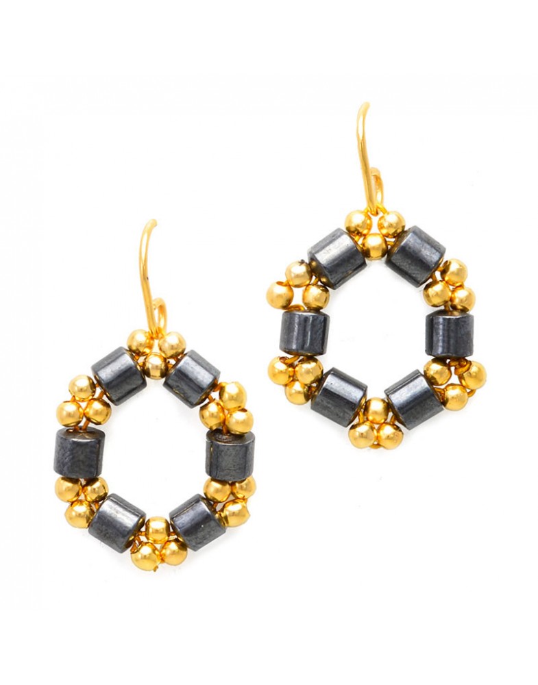 Brinco Dourado Argola Sextavada