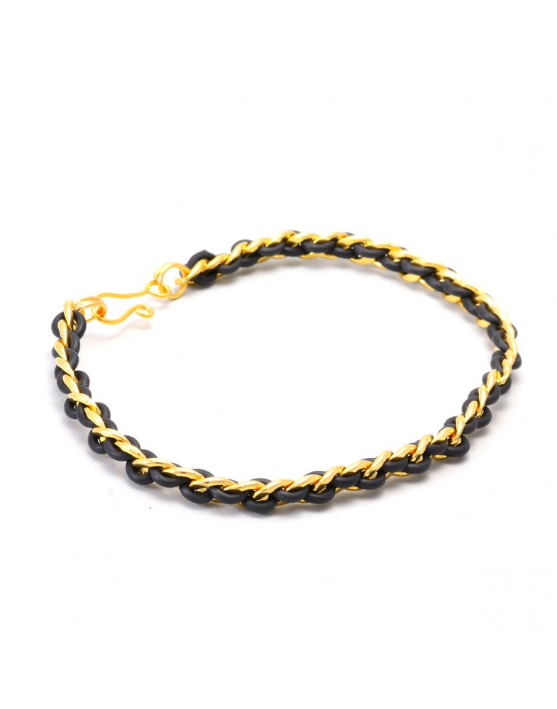 Pulseira Dourada Corrente Com Silicone