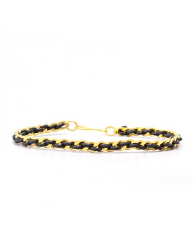 Pulseira Dourada Corrente Com Silicone