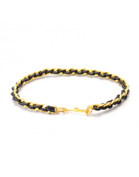Pulseira Dourada Corrente Com Silicone