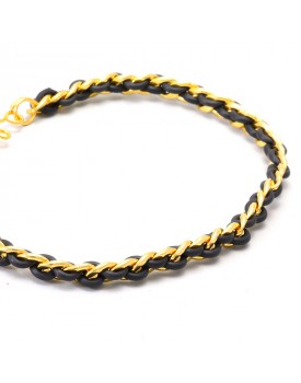 Pulseira Dourada Corrente Com Silicone