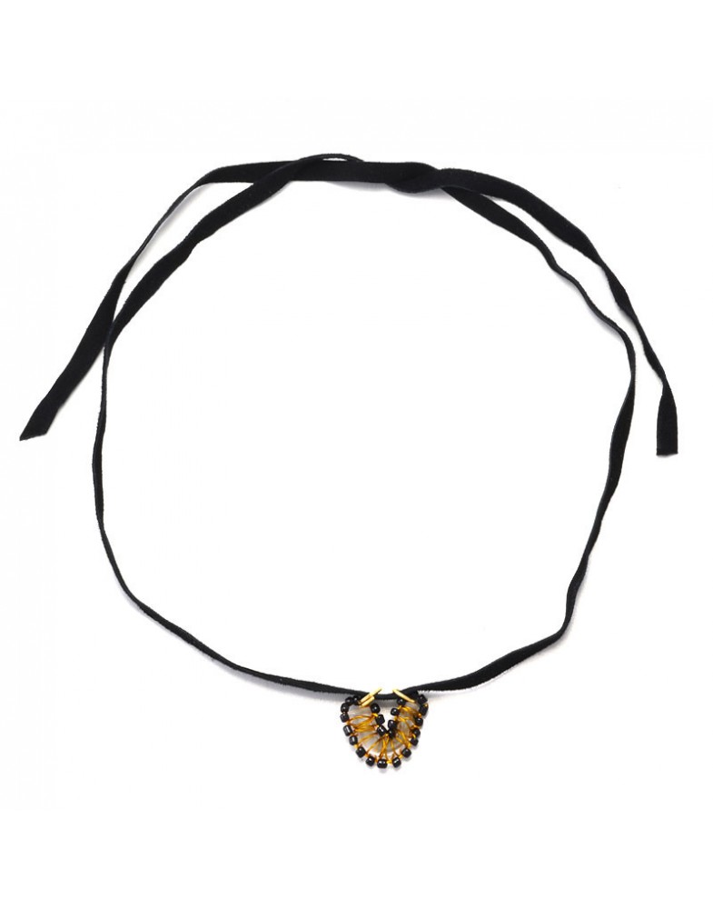 Colar Dourado Silicone Letra V