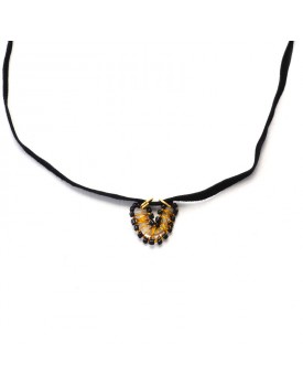 Colar Dourado Silicone Letra V
