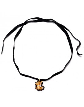 Colar Dourado Silicone Letra E