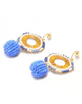 Brinco Dourado Mandala Céu Azul