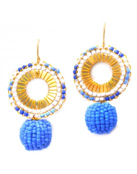 Brinco Dourado Mandala Céu Azul