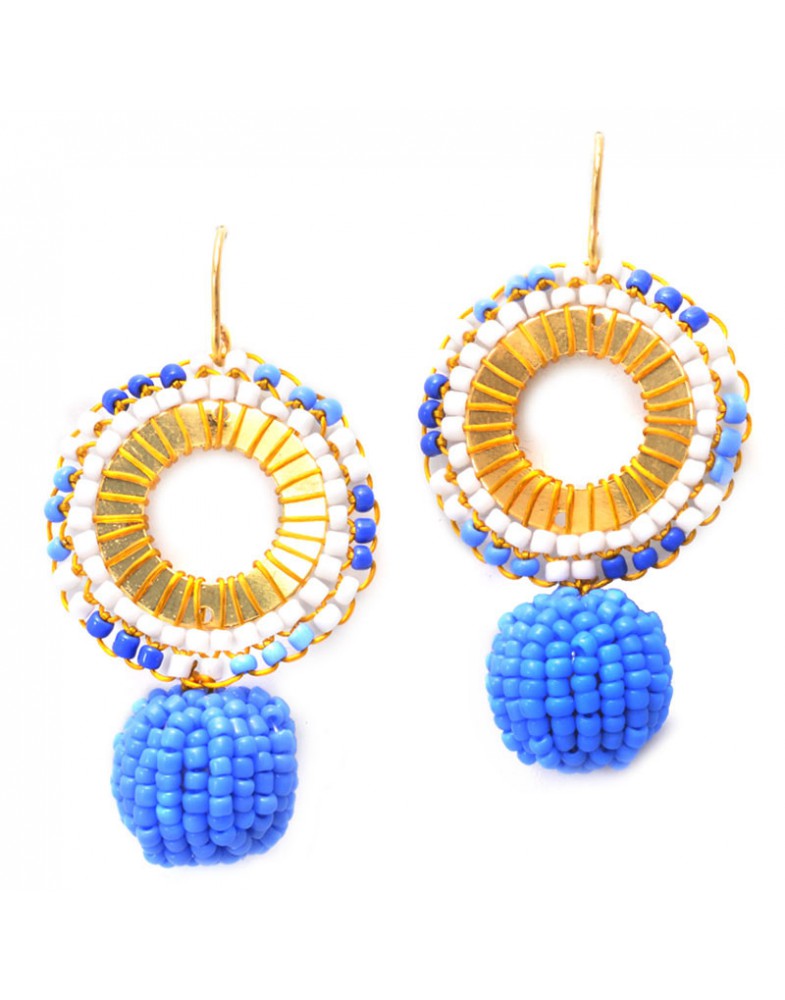Brinco Dourado Mandala Céu Azul
