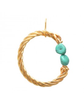 Brinco Dourado Oval Turquesa