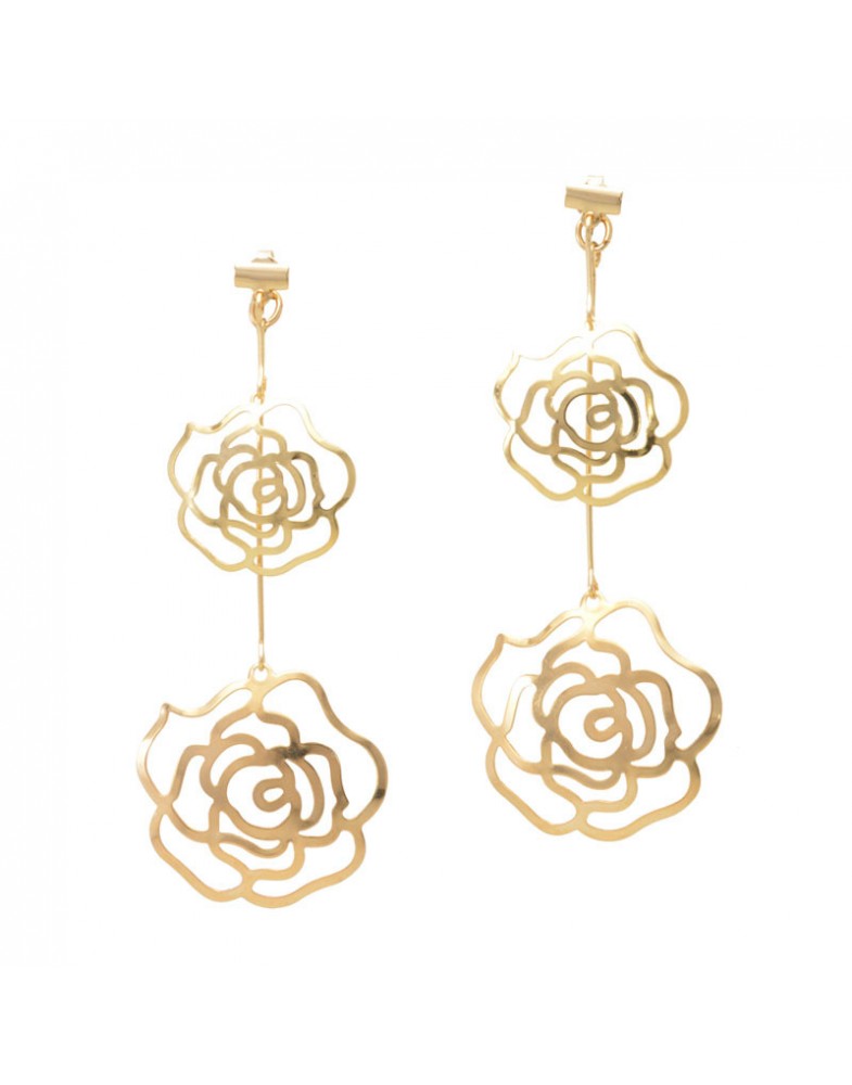 Brinco Dourado Flores Ao Vento