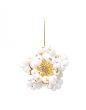 Brinco Dourado Flor Estrela Miçanga Branca
