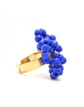 Anel Dourado Estrela Miçanga Azul Royal