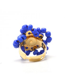 Anel Dourado Estrela Miçanga Azul Royal