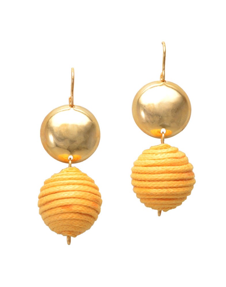 Brinco Dourado Bolas Cobertas Pequenas Amarelo