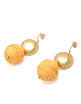 Brinco Dourado Bolas Cobertas Pequenas Amarelo