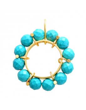 Brinco Dourado Coroa Turquesa