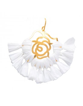 Brinco Dourado Girassol Branco Grande