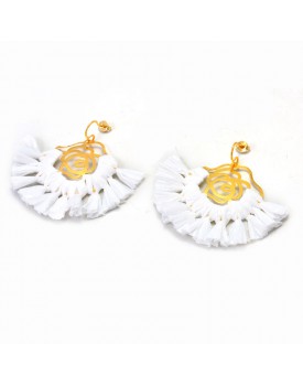 Brinco Dourado Girassol Branco Grande
